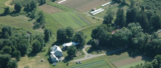 Aerial aerial view sustainable farm